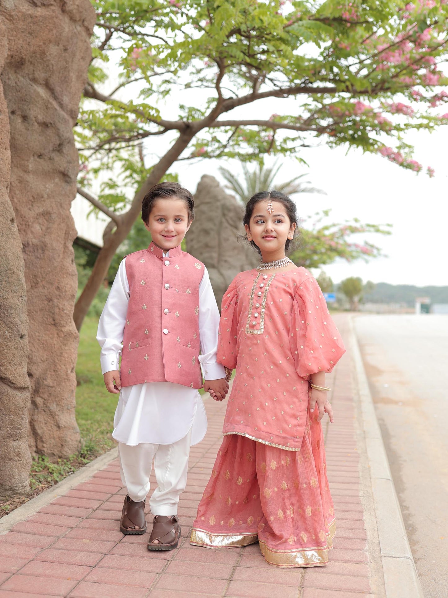 Tea Pink vest outfit-Boys By Zari