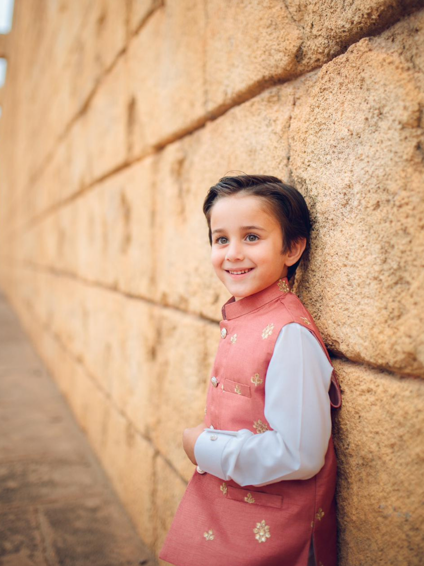 Tea Pink vest outfit-Boys By Zari