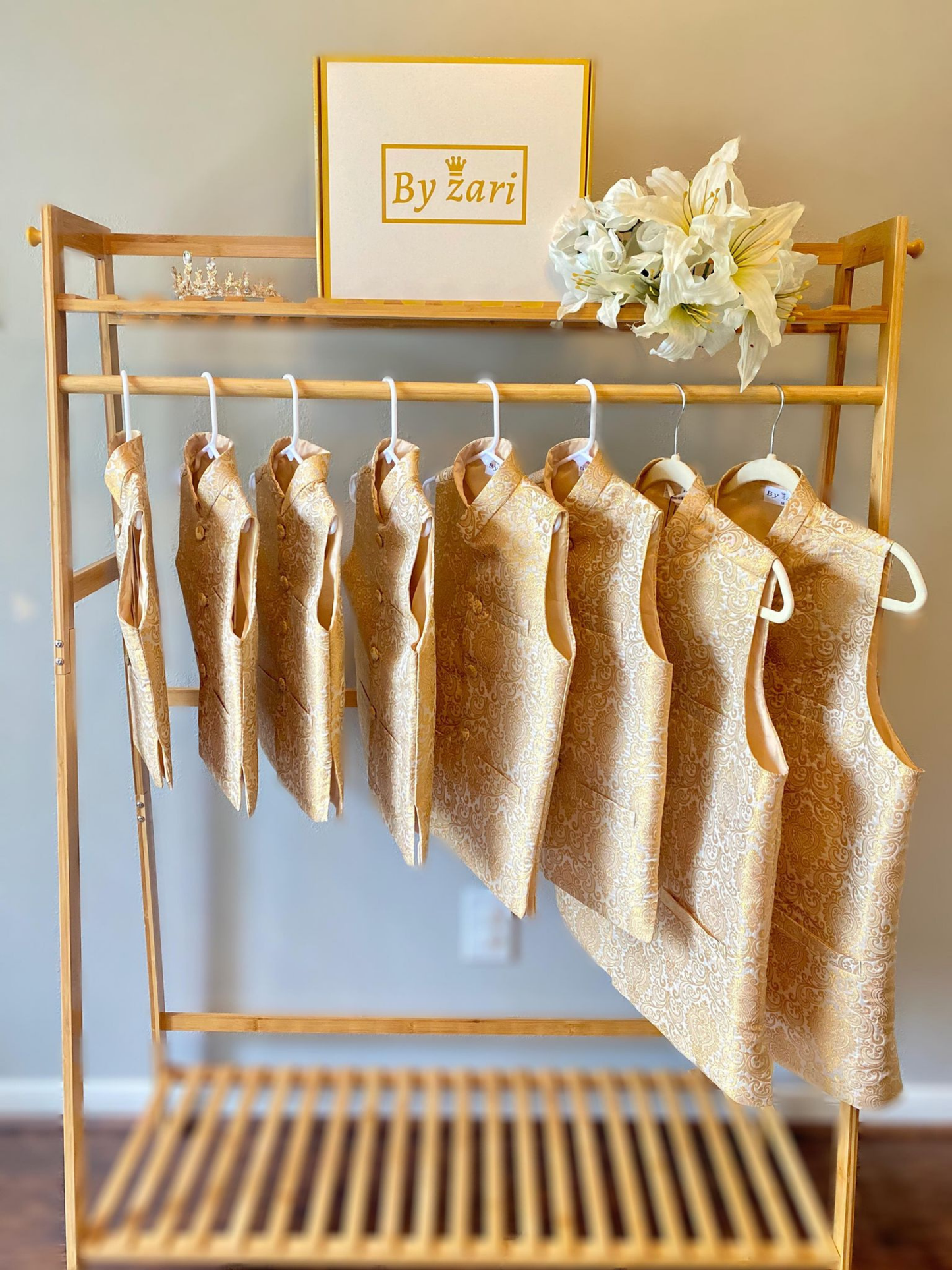Gold vest 3pc Suit By Zari