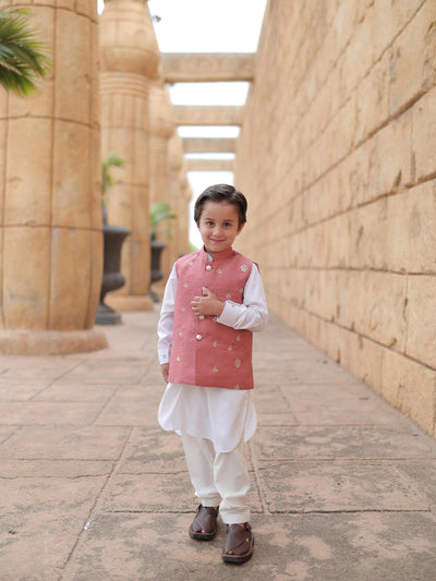 Tea Pink vest outfit-Boys By Zari