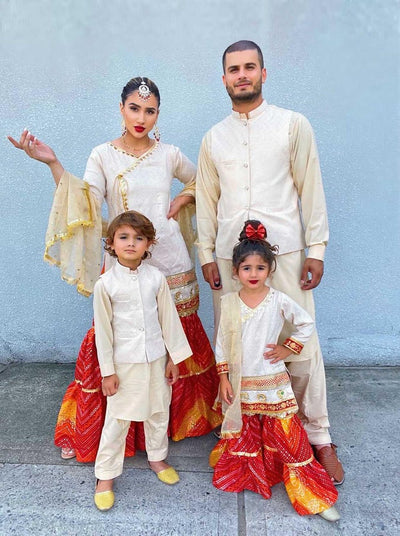 Cream gold waistcoat Beige color Shalwar kameez traditional dress in usa
