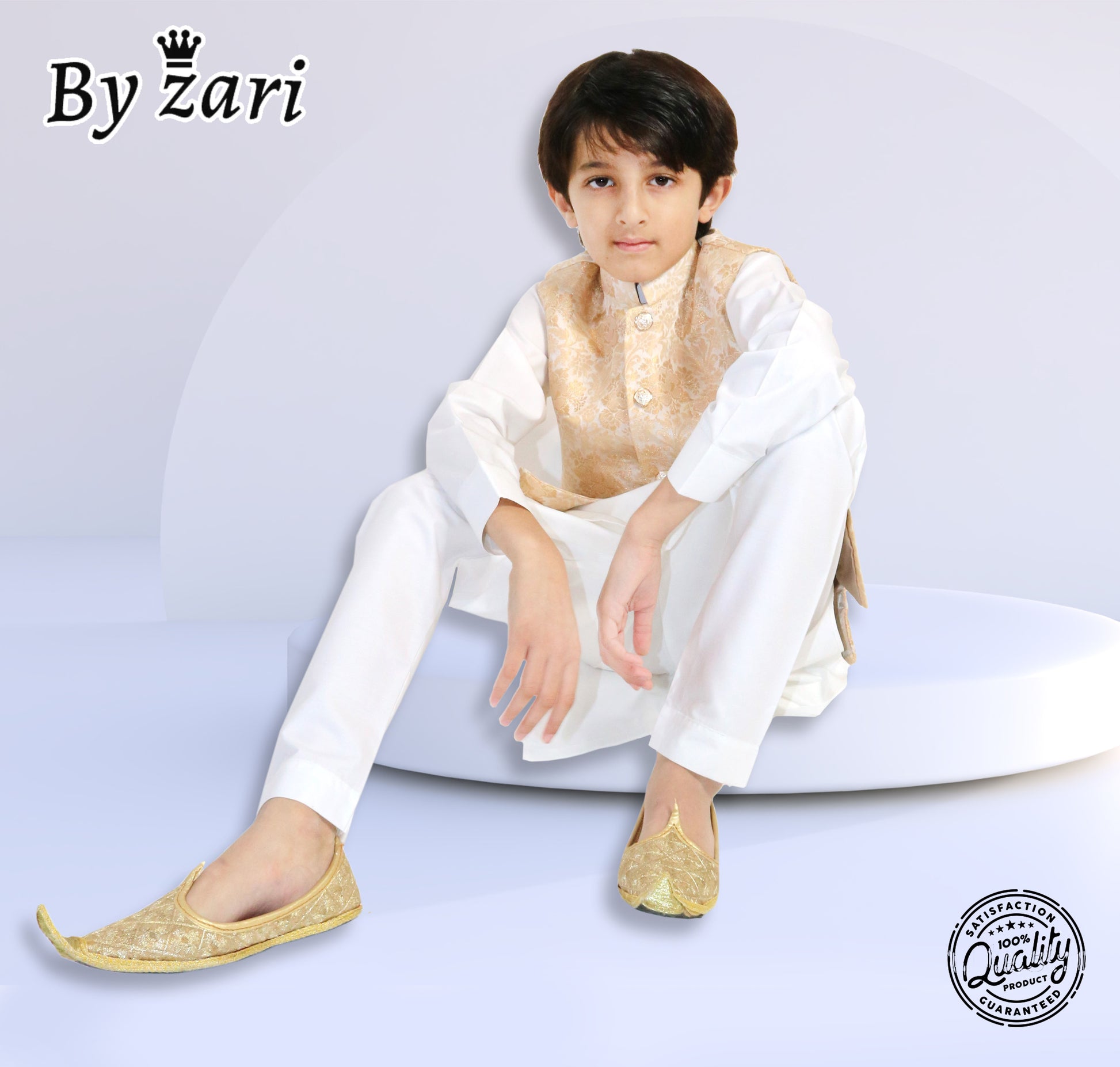 Gold vest 3pc Suit By Zari