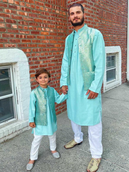 Mint vest 3pc Suit By Zari