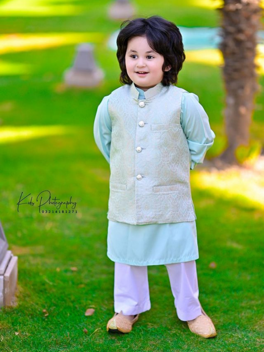 Mint vest 3pc Suit By Zari