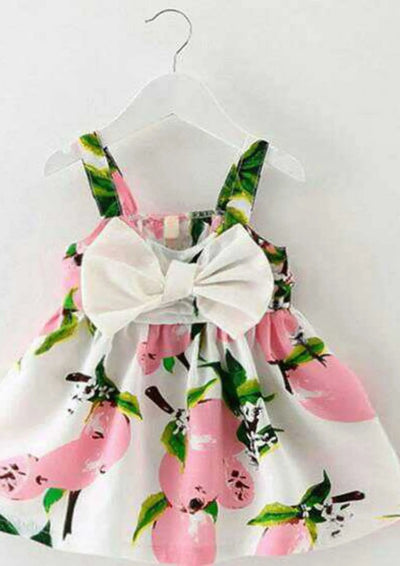 Cotton bow dress pink