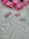Pink Velvet Crown Set By Zari