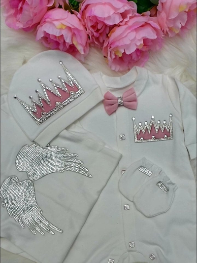 Pink Velvet Crown Set